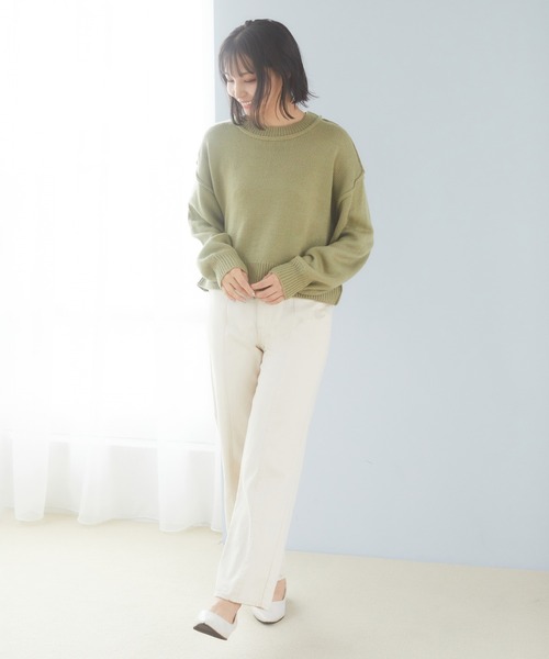 Honeys（ハニーズ）の「アウトシームトップス（ニット/セーター・レディース・アイボリー/パープル/ブラック/オリーブ/ベージュ・L/S/M）」の22枚目の写真