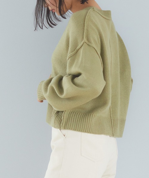 Honeys（ハニーズ）の「アウトシームトップス（ニット/セーター・レディース・アイボリー/パープル/ブラック/オリーブ/ベージュ・L/S/M）」の18枚目の写真