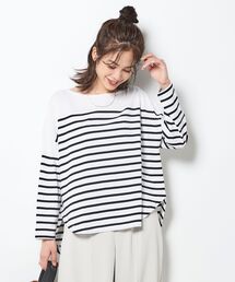 le.coeur blanc | ラウンドテールパネルボーダープルオーバー(Tシャツ/カットソー)