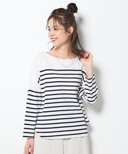 le.coeur blanc(ルクールブラン)の「ラウンドテールパネルボーダープルオーバー(Tシャツ/カットソー・レディース・ホワイト系その他/ブラウン系その他3・FREE)」の3枚目の写真