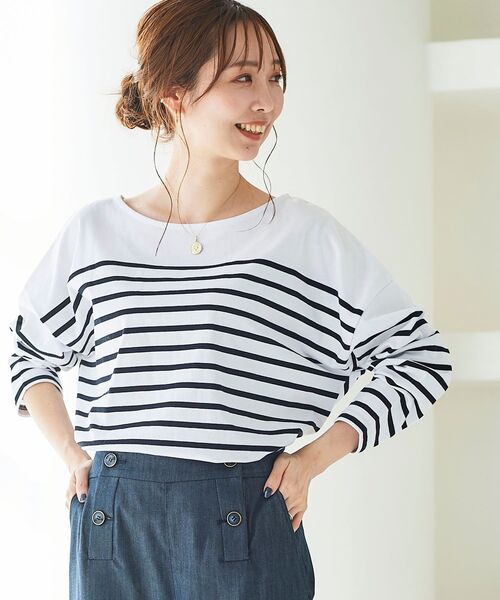 le.coeur blanc(ルクールブラン)の「ラウンドテールパネルボーダープルオーバー(Tシャツ/カットソー・レディース・ホワイト系その他/ブラウン系その他3・FREE)」の6枚目の写真