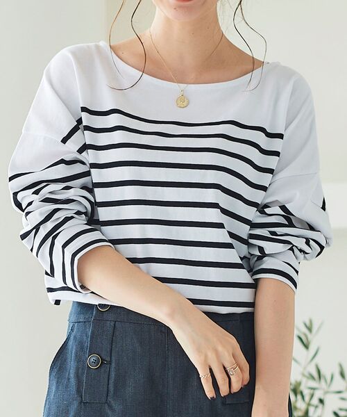 le.coeur blanc(ルクールブラン)の「ラウンドテールパネルボーダープルオーバー(Tシャツ/カットソー・レディース・ホワイト系その他/ブラウン系その他3・FREE)」の4枚目の写真