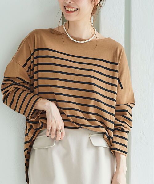 le.coeur blanc(ルクールブラン)の「ラウンドテールパネルボーダープルオーバー(Tシャツ/カットソー・レディース・ホワイト系その他/ブラウン系その他3・FREE)」の10枚目の写真