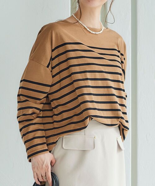 le.coeur blanc(ルクールブラン)の「ラウンドテールパネルボーダープルオーバー(Tシャツ/カットソー・レディース・ホワイト系その他/ブラウン系その他3・FREE)」の7枚目の写真