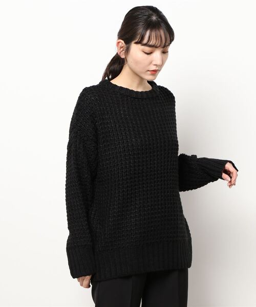 LBC（エルビーシー）の「ロービングワッフルニット（ニット/セーター・レディース・ブラック/オフホワイト・M）」の2枚目の写真