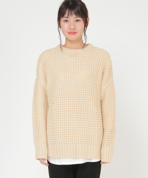 LBC（エルビーシー）の「ロービングワッフルニット（ニット/セーター・レディース・ブラック/オフホワイト・M）」の5枚目の写真