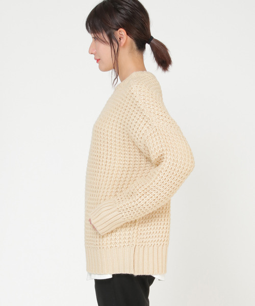 LBC（エルビーシー）の「ロービングワッフルニット（ニット/セーター・レディース・ブラック/オフホワイト・M）」の12枚目の写真