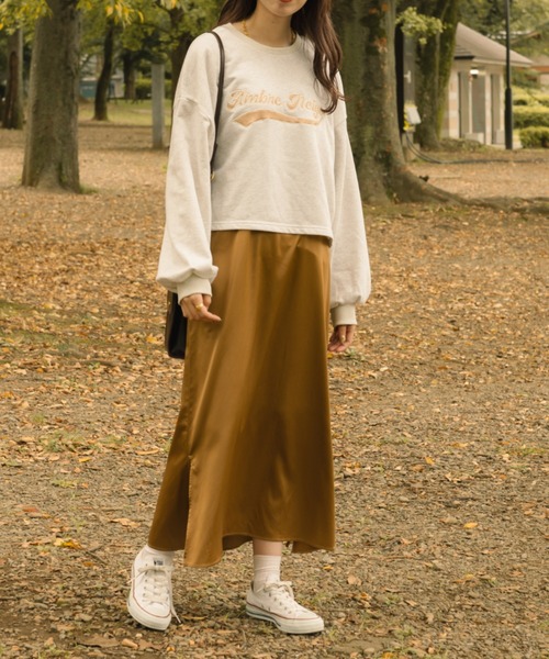 Ambre Neige(アンブルネージュ)の「カレッジシシュウスウェット/【WEB/EC限定商品】(スウェット・レディース・ライトグレー/ダークブラウン/アイボリー・FREE)」の4枚目の写真