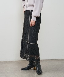 natural couture | 【ZOZO先行】長さ変えられる合皮パイピングレーススカート(スカート)