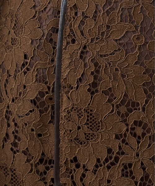 natural couture（ナチュラルクチュール）の「長さ変えられる合皮パイピングレーススカート（スカート・レディース・アイボリー/ブラック/ブラウン/グリーン・FREE）」の16枚目の写真