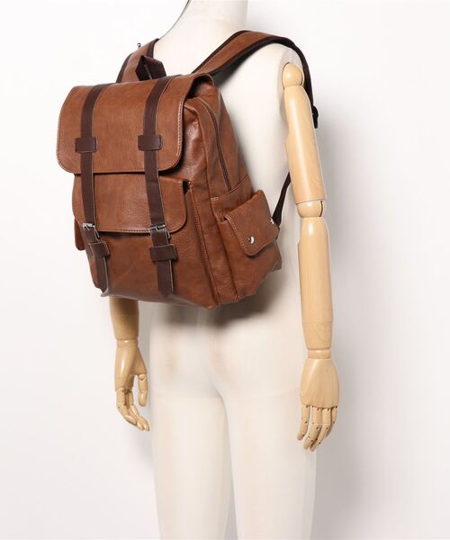 STYLEBLOCK(スタイルブロック)の「レザータッチバックパック(バックパック/リュック・メンズ・ダークブラウン/ライトブラウン/ブラック・FREE)」の7枚目の写真