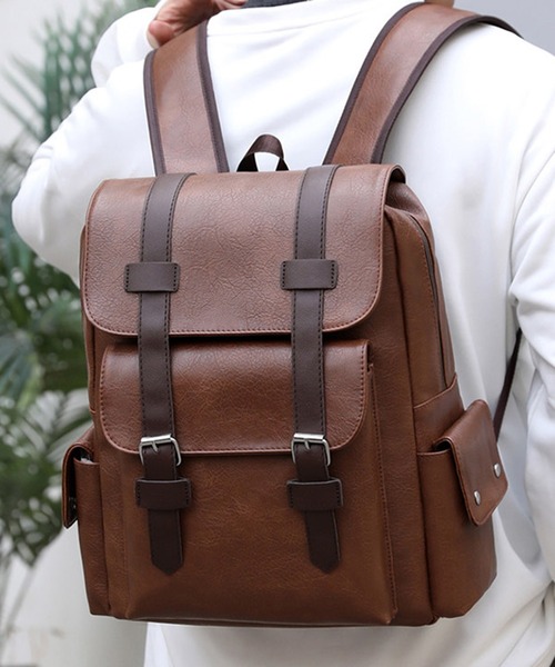 STYLEBLOCK(スタイルブロック)の「レザータッチバックパック(バックパック/リュック・メンズ・ダークブラウン/ライトブラウン/ブラック・FREE)」の3枚目の写真