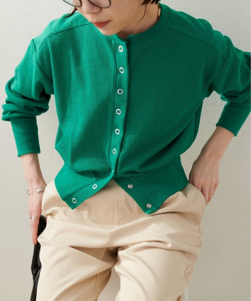 DISCOAT(ディスコート)の「【WEB限定】ワッフルショートカーディガン(カーディガン/ボレロ・レディース・ブラック/ブラウン/グリーン/グレイッシュベージュ/テラコッタ/オフホワイト/イエロー/レッド/グリーン系その他・FREE)」の7枚目の写真