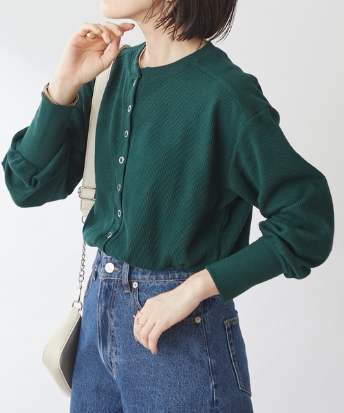 DISCOAT(ディスコート)の「【WEB限定】ワッフルショートカーディガン(カーディガン/ボレロ・レディース・ブラック/ブラウン/グリーン/グレイッシュベージュ/テラコッタ/オフホワイト/イエロー/レッド/グリーン系その他・FREE)」の22枚目の写真