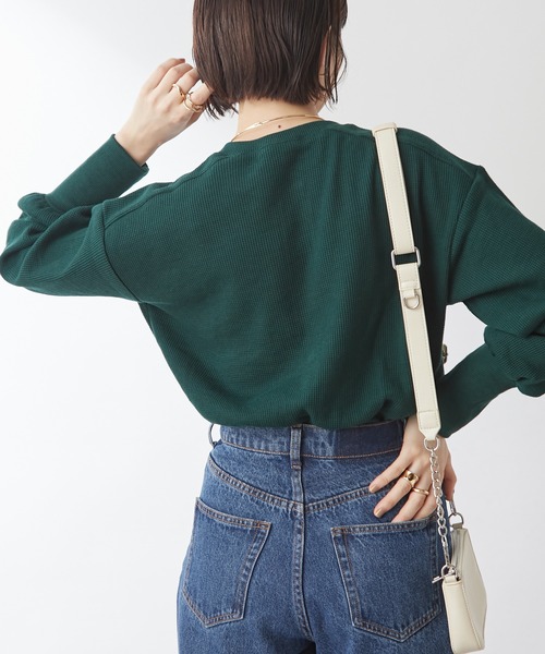 DISCOAT(ディスコート)の「【WEB限定】ワッフルショートカーディガン(カーディガン/ボレロ・レディース・ブラック/ブラウン/グリーン/グレイッシュベージュ/テラコッタ/オフホワイト/イエロー/レッド/グリーン系その他・FREE)」の14枚目の写真