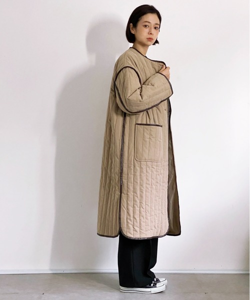 ottilie（オティーリエ）の「パイピングキルトコート（ミリタリージャケット・レディース・ブラック/ベージュ/アイボリー・FREE）」の19枚目の写真