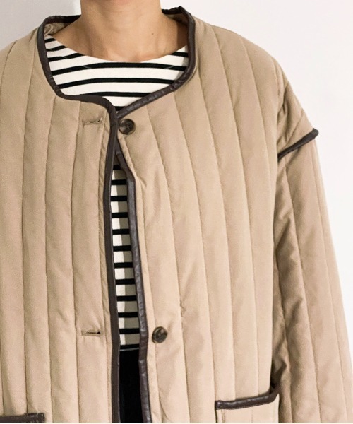 ottilie（オティーリエ）の「パイピングキルトコート（ミリタリージャケット・レディース・ブラック/ベージュ/アイボリー・FREE）」の14枚目の写真