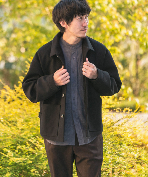 【yk】アニュアンス　ステートメントウールオーバージャケット　BLK ステートメントウールオーバージャケット