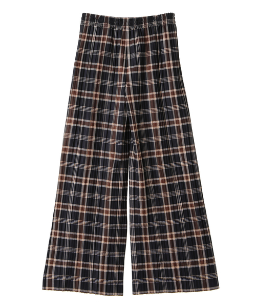 alcali(アルカリ)の「チェック柄プリントボックスプリーツパンツ【取り扱い店舗限定】(その他パンツ・レディース・ブラウン/オフホワイト/ネイビー・FREE)」の3枚目の写真