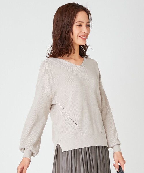 ANY(エニィ)の「【洗える】NEW SPRING KNIT(ニット/セーター・レディース・ローズ系/ベージュ系/パープル系/グリーン系/ライトグレー系・F)」の3枚目の写真