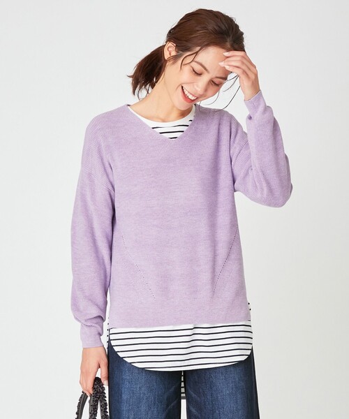 ANY(エニィ)の「【洗える】NEW SPRING KNIT(ニット/セーター・レディース・ローズ系/ベージュ系/パープル系/グリーン系/ライトグレー系・F)」の2枚目の写真