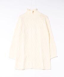 ケーブルニットリブハイネックチュニック