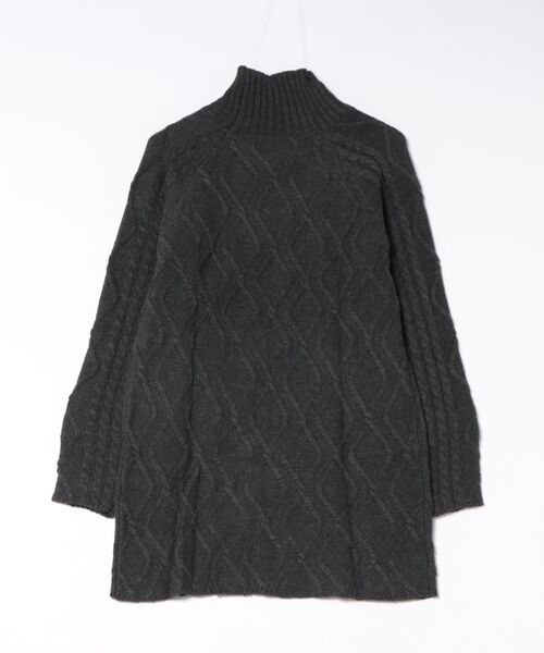 STYLEBLOCK（スタイルブロック）の「ケーブルニットリブハイネックチュニック（ニット/セーター・レディース・チャコールグレー/ピンク/グリーン系その他/アイボリー・M）」の5枚目の写真
