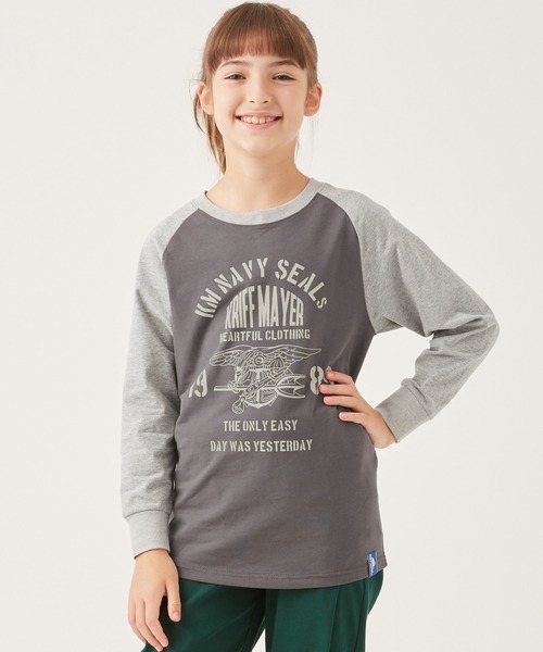 KRIFF MAYER Kid's Collection（クリフメイヤーキッズコレクション）の「ラグランロンTEE（Tシャツ/カットソー・キッズ・チャコール/ロイヤルブルー/セージグリーン/グレー・160/120/130/150/170/140）」の8枚目の写真