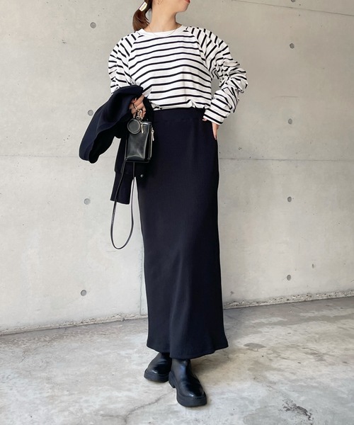 DouDou（ドゥドゥ）の「袖ギャザーボーダーTEE（Tシャツ/カットソー・レディース・その他・FREE）」の9枚目の写真