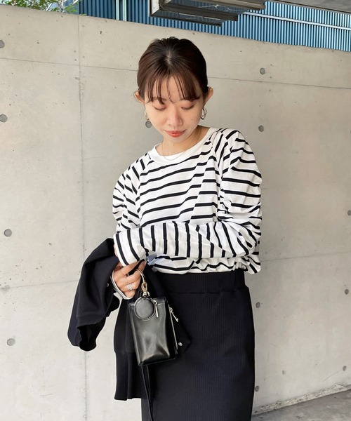 DouDou（ドゥドゥ）の「袖ギャザーボーダーTEE（Tシャツ/カットソー・レディース・その他・FREE）」の15枚目の写真