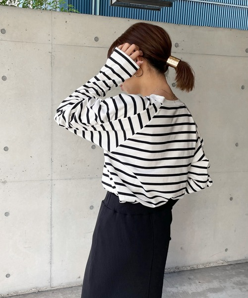 DouDou（ドゥドゥ）の「袖ギャザーボーダーTEE（Tシャツ/カットソー・レディース・その他・FREE）」の17枚目の写真