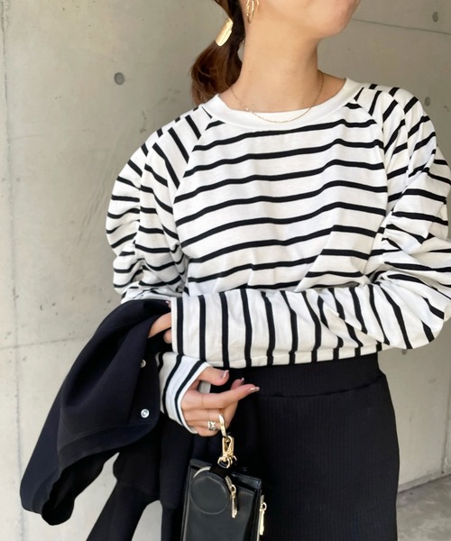 DouDou（ドゥドゥ）の「袖ギャザーボーダーTEE（Tシャツ/カットソー・レディース・その他・FREE）」の18枚目の写真