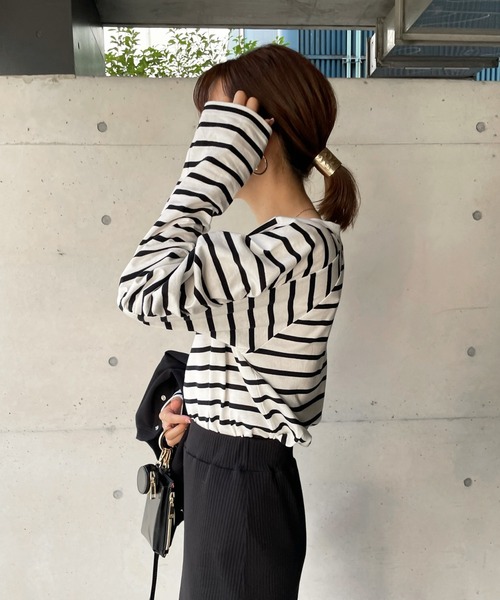 DouDou（ドゥドゥ）の「袖ギャザーボーダーTEE（Tシャツ/カットソー・レディース・その他・FREE）」の19枚目の写真