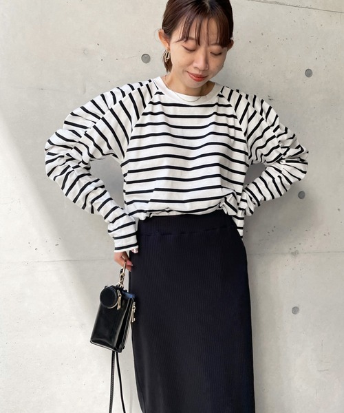 DouDou（ドゥドゥ）の「袖ギャザーボーダーTEE（Tシャツ/カットソー・レディース・その他・FREE）」の21枚目の写真