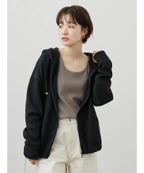 AMERICAN HOLIC（アメリカンホリック）の「ポンチドロップショルダーZIPパーカー（カーディガン/ボレロ・レディース・ブラック/グレイッシュベージュ・M/L）」の3枚目の写真