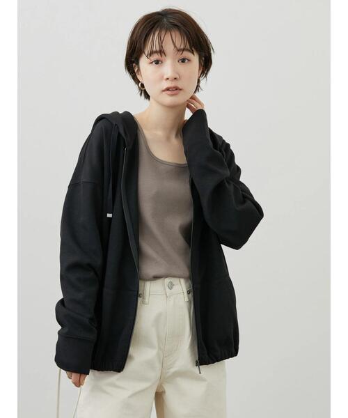 AMERICAN HOLIC（アメリカンホリック）の「ポンチドロップショルダーZIPパーカー（カーディガン/ボレロ・レディース・ブラック/グレイッシュベージュ・M/L）」の7枚目の写真