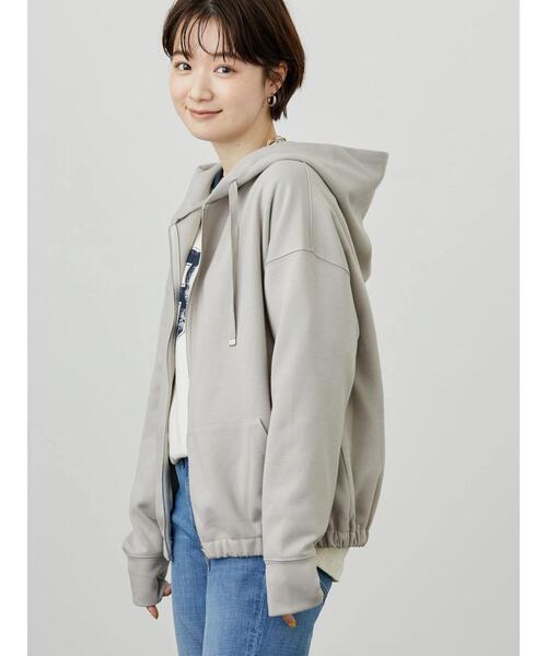 AMERICAN HOLIC（アメリカンホリック）の「ポンチドロップショルダーZIPパーカー（カーディガン/ボレロ・レディース・ブラック/グレイッシュベージュ・M/L）」の14枚目の写真