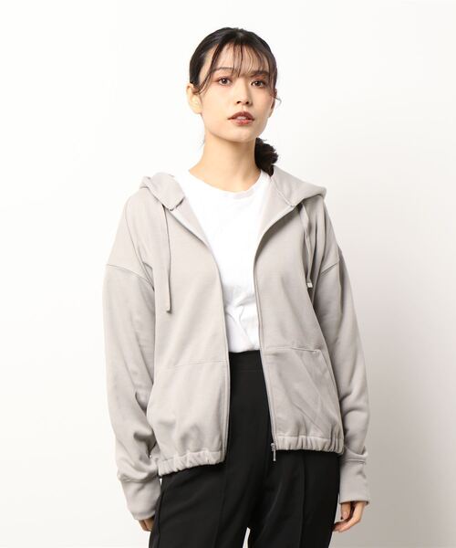 AMERICAN HOLIC（アメリカンホリック）の「ポンチドロップショルダーZIPパーカー（カーディガン/ボレロ・レディース・ブラック/グレイッシュベージュ・M/L）」の6枚目の写真