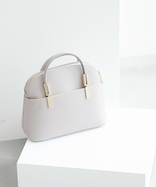 ROPE' PICNIC（ロペピクニック）の「【軽量】レクタンメタルミニラウンドボストン＆ショルダーバッグ（ショルダーバッグ・レディース・ライトグレー/ブラック/ベージュ/グリーン・FREE）」の3枚目の写真