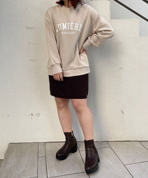 MAJESTIC LEGON（マジェスティックレゴン）の「ケーブル柄ミニニットスカート（スカート・レディース・ブラック/ブラウン/アイボリー・MEDIUM）」の4枚目の写真