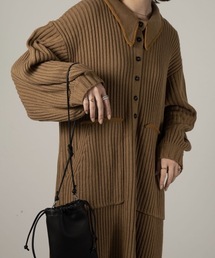 Amiur | bicolor accent rib knit ops(ワンピース)