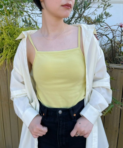 CIAOPANIC（チャオパニック）の「カップ付きキャミソール（Tシャツ/カットソー・レディース・ライトグレー/ブラック/オフホワイト/サックスブルー/イエロー・FREE）」の5枚目の写真