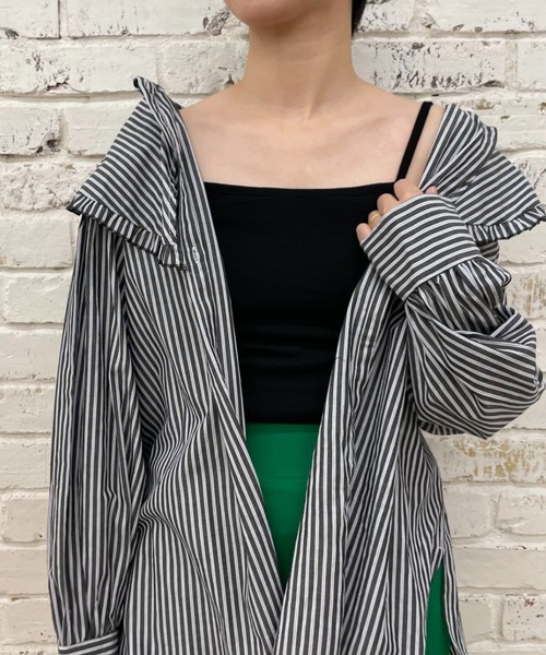 CIAOPANIC（チャオパニック）の「カップ付きキャミソール（Tシャツ/カットソー・レディース・ライトグレー/ブラック/オフホワイト/サックスブルー/イエロー・FREE）」の2枚目の写真