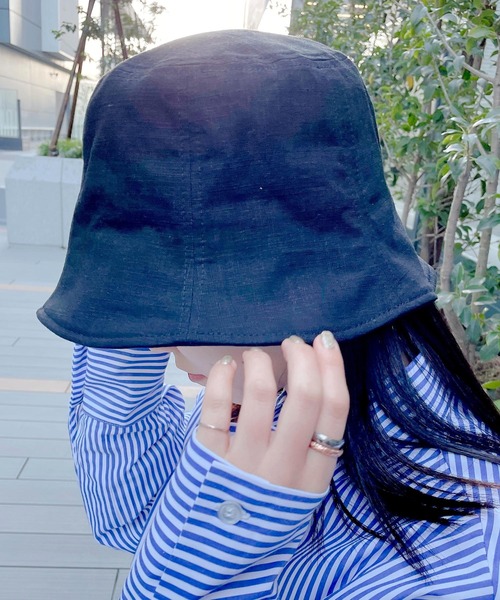 Me%(ミィパーセント)の「リネンHAT(ハット・レディース・ブラック/アイボリー・FREE)」の1枚目の写真