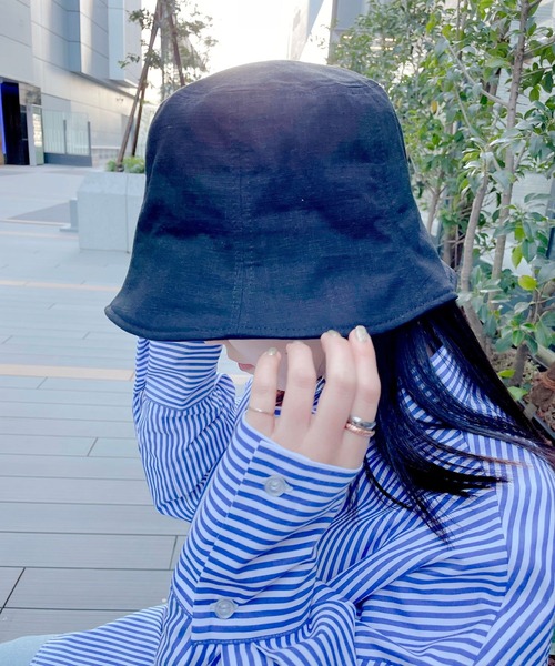 Me%(ミィパーセント)の「リネンHAT(ハット・レディース・ブラック/アイボリー・FREE)」の4枚目の写真