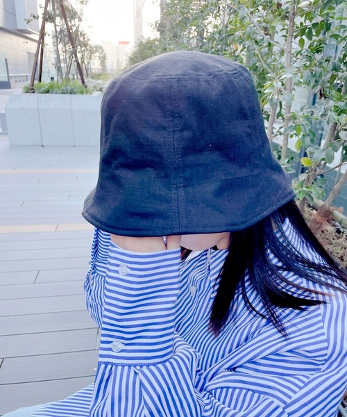 Me%(ミィパーセント)の「リネンHAT(ハット・レディース・ブラック/アイボリー・FREE)」の3枚目の写真