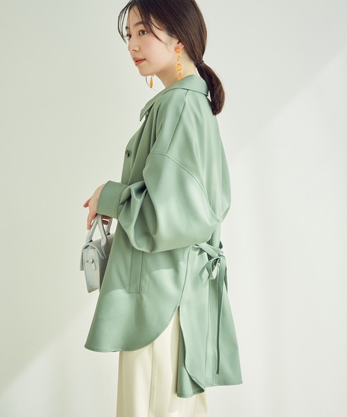 vis-`a-vis(ビサビ)の「【一部店舗限定】ウエストリボン付きボリュームスリーブCPOシャツブルゾン(ブルゾン・レディース・カーキ/ベージュ/ブラック・FREE)」の7枚目の写真