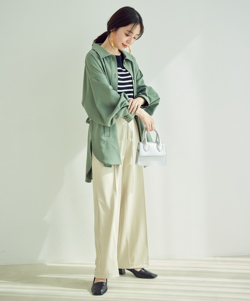 vis-`a-vis(ビサビ)の「【一部店舗限定】ウエストリボン付きボリュームスリーブCPOシャツブルゾン(ブルゾン・レディース・カーキ/ベージュ/ブラック・FREE)」の9枚目の写真