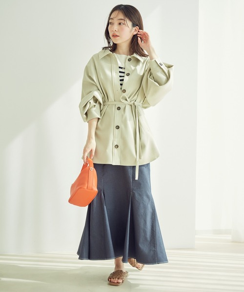 vis-`a-vis(ビサビ)の「【一部店舗限定】ウエストリボン付きボリュームスリーブCPOシャツブルゾン(ブルゾン・レディース・カーキ/ベージュ/ブラック・FREE)」の11枚目の写真