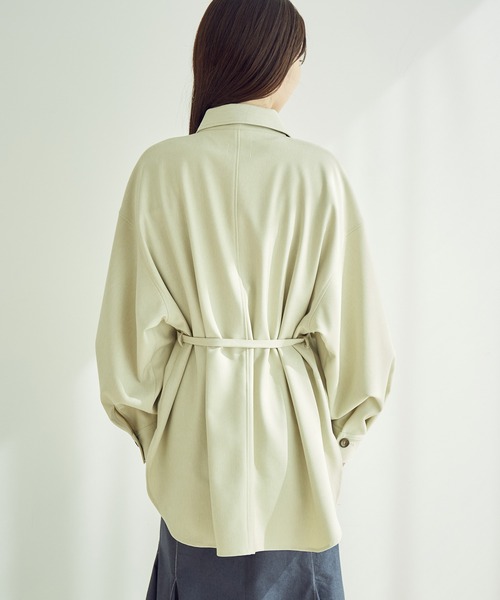 vis-`a-vis(ビサビ)の「【一部店舗限定】ウエストリボン付きボリュームスリーブCPOシャツブルゾン(ブルゾン・レディース・カーキ/ベージュ/ブラック・FREE)」の15枚目の写真